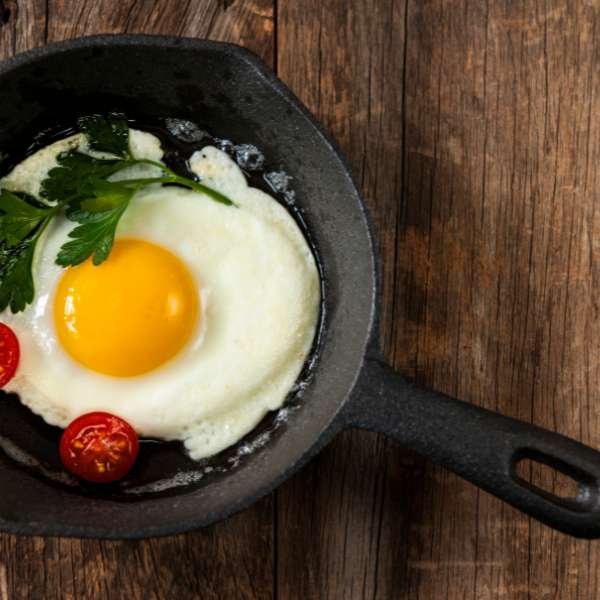 Cooked Egg Beaters in a Frying Pan